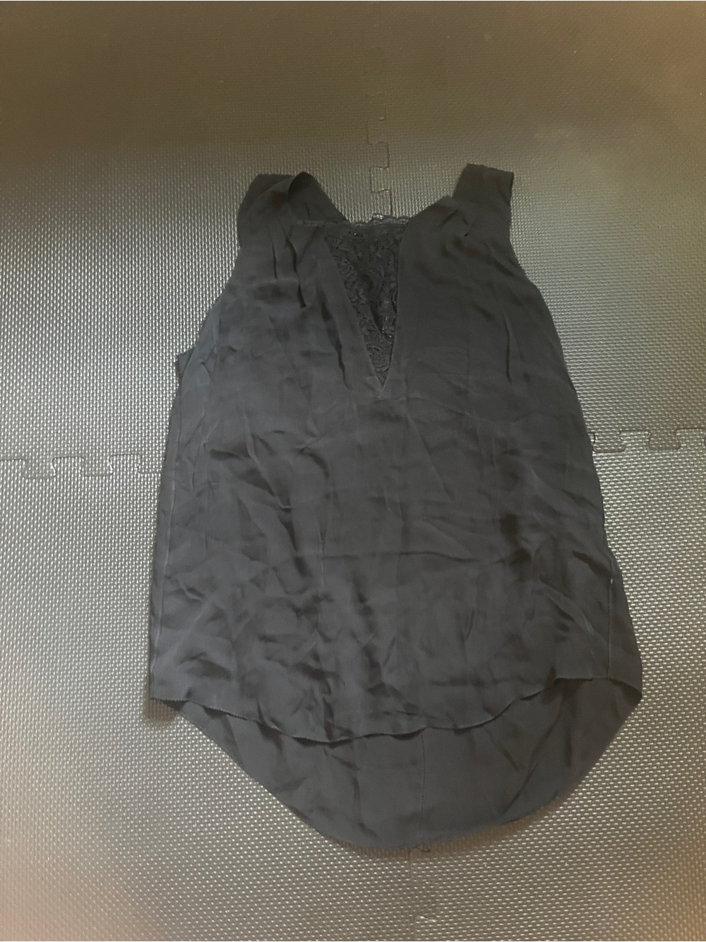 Rebecca Taylor Black Lace-Trim Sleeveless 100% Silk Top Sz 2